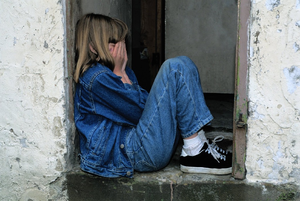 young girl crying