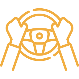 hands driving on wheel icon