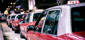 line of taxi's waiting