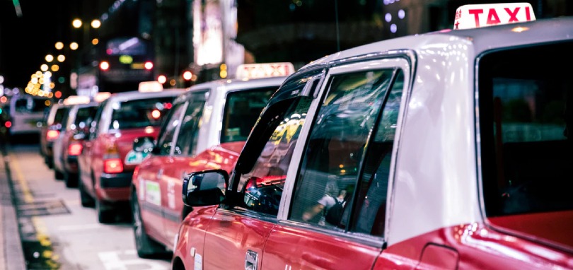 line of taxi's waiting