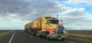 large semi truck with dual trailers